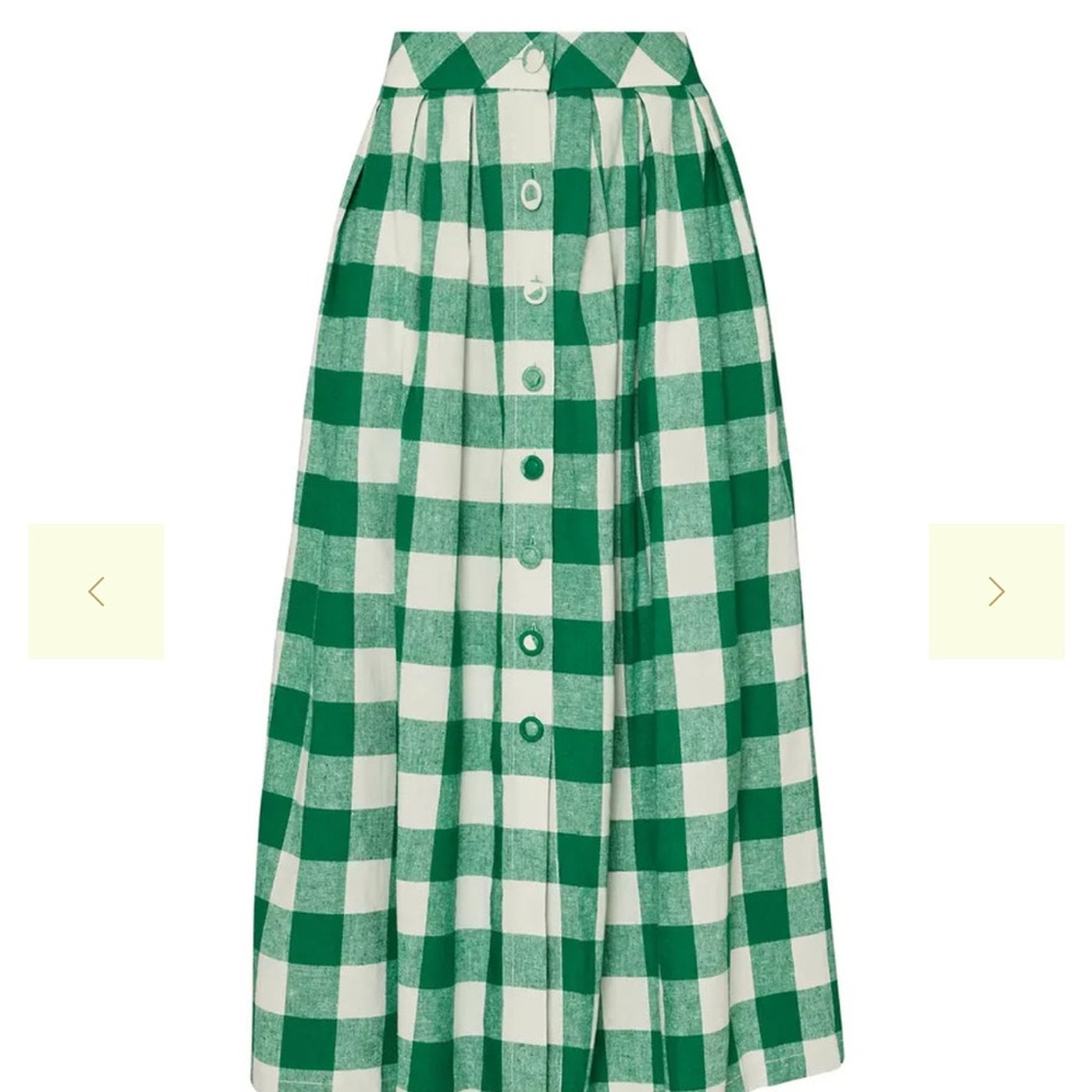 ISO HUNTER BELL Green Pleated A-Line Midi Skirt ***DO NOT BUY***
